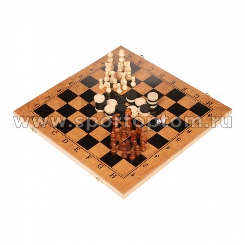 Игра 3 в 1 деревянная (нарды, шахматы, шашки) S4838