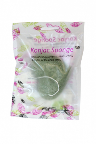 Губка-спонж «КОННЯКУ» с экстрактом зеленого чая (Konjac face sponge with GREEN TEA EXTRACTS)