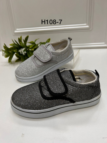 Fashion H108-7-1Z Слипоны детские чер-серебр текстиль