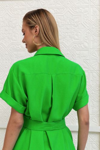 Ст.цена 2990р Платье-рубашка 65081 зелёный