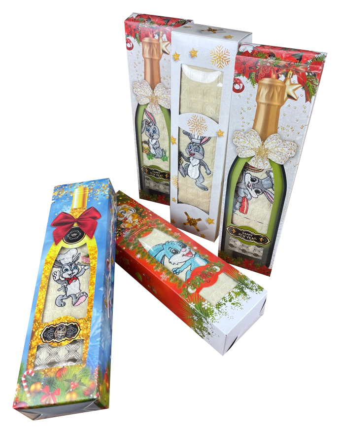 Полотенце крупная вафелька в подарочной упаковке 560 - 30 ЗАЙЧАТА в ассортименте 1 пр р-р 40х60