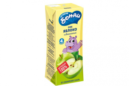 «Бегемотик Бонди», сок «Яблоко осветленный», 0.2л