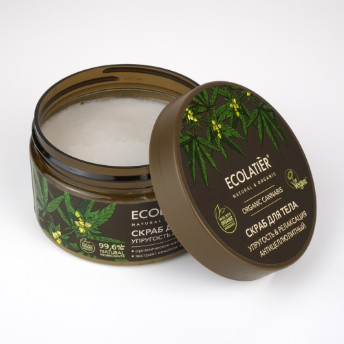 Ecolatier Organic Farm Green Cannabis Oil Скраб для тела Антицеллюлитный Упругость+Релакс 300гр 175140