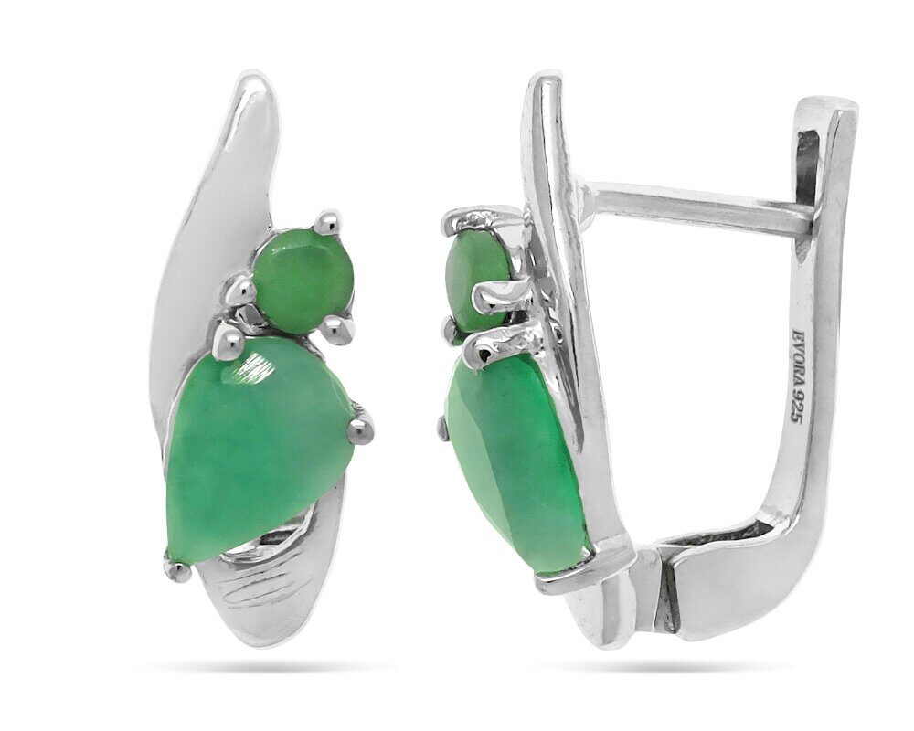 Серьги из серебра изумруд берилл, Элиза