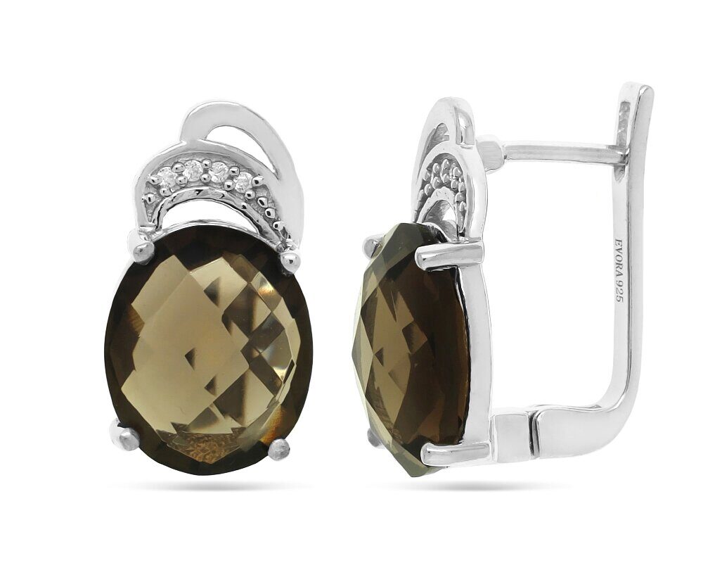 Серьги из серебра раухтопаз, Техас