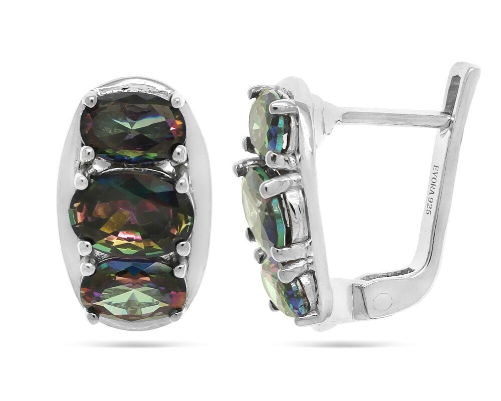 Серьги из серебра мистик кварц, Микра