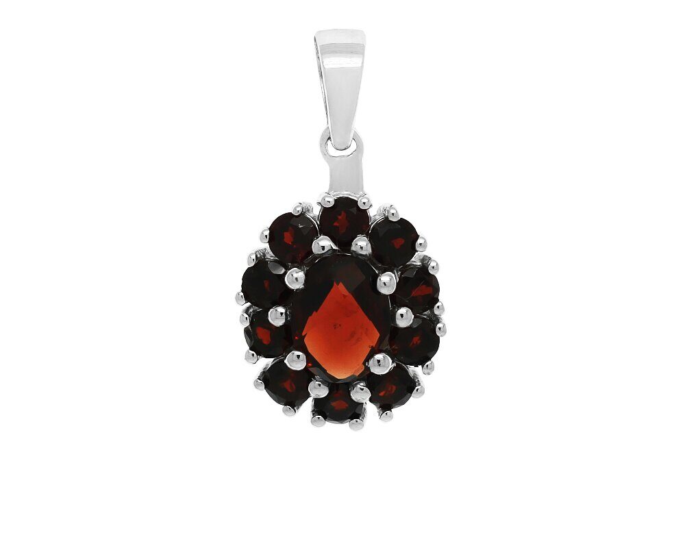 Подвеска из серебра гранат, Солнышко