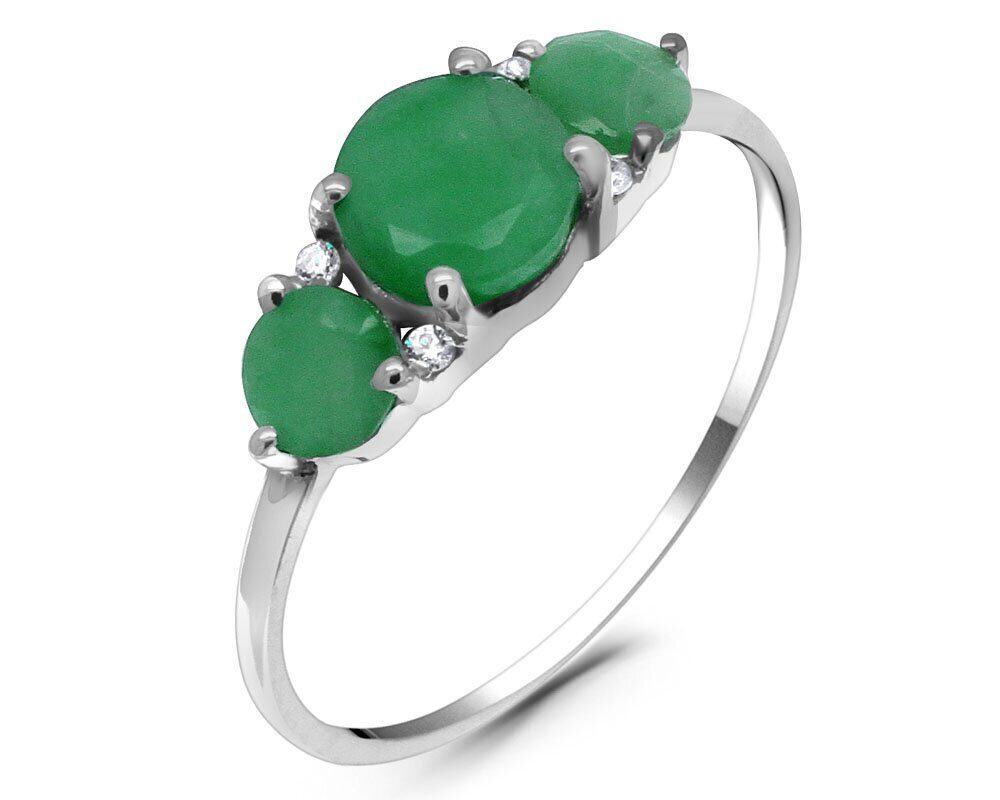 Кольцо из серебра изумруд берилл, Кокетка