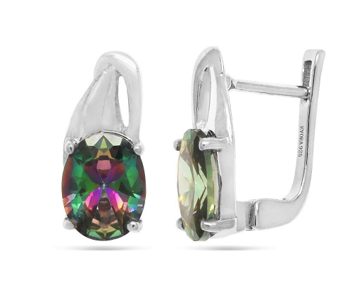 Серьги из серебра мистик кварц, Восторг