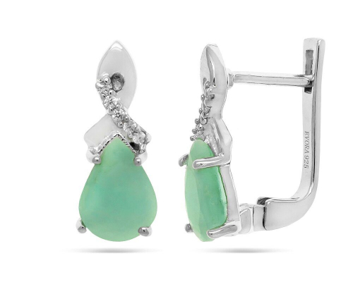 Серьги из серебра изумруд берилл, Вьюнок