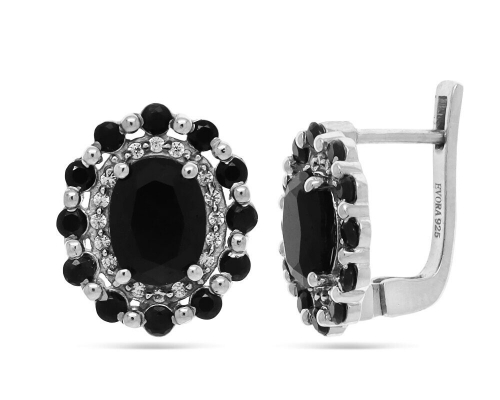 Серьги из серебра сапфир корунд, Снежана