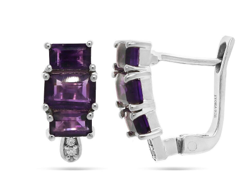 Серьги из серебра аметист, Мульти
