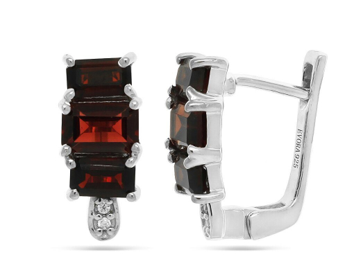 Серьги из серебра гранат, Мульти