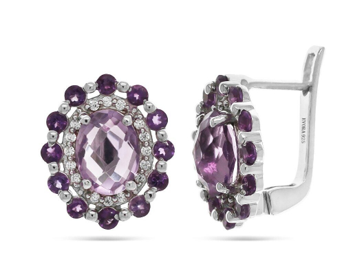 Серьги из серебра аметист, Снежана