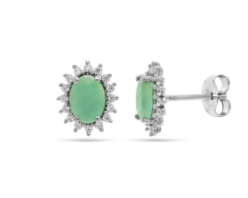 Серьги из серебра изумруд берилл, Вива