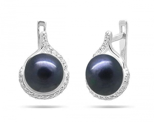 Серьги из серебра жемчуг, С1541ч