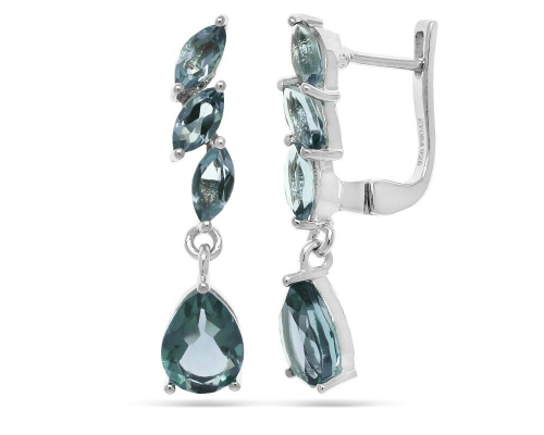 Серьги из серебра лондон топаз кварц, Фея