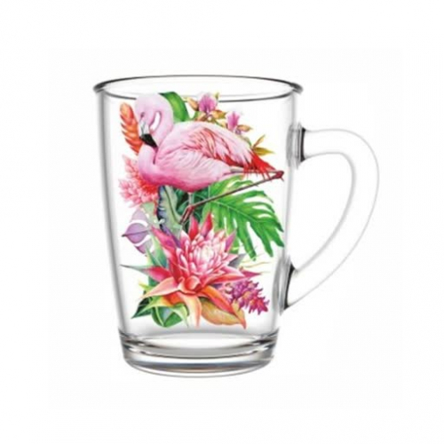 Кружка для чая 300 мл, Фламинго в тропиках