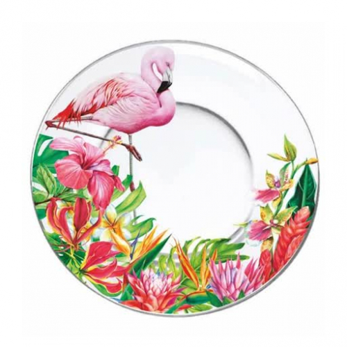 Тарелка сервировочная d=19.5 см. Фламинго в тропиках