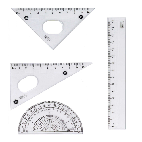 Готовальня: циркуль, сменные грифели (15 шт), механический карандаш, ластик, набор линеек, шелкография в одну краску