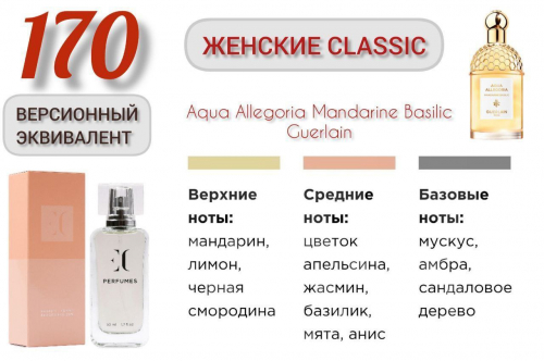 Духи женские EC Classic 170,50 мл/Версионный эквивалент Aqua Allegoria Mandarine Basilic GUERLAIN