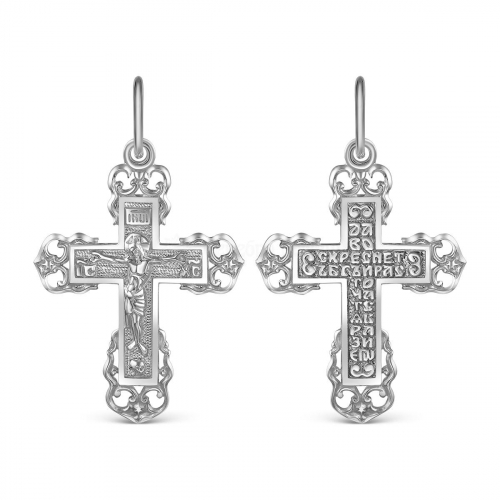 Крест из серебра родированный - 3,2 см К3-506р