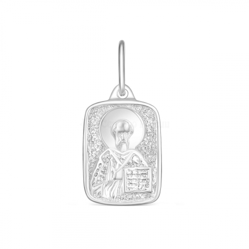 Подвеска религиозная из родированного серебра - святой Николай Чудотворец К3-518р