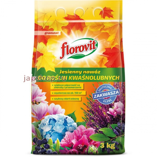 Florovit Удобрение гранулированное для голубики, брусники, черники и других кислотолюбивых растений, осенний, мягкая упаковка, 3 кг (5900498025279)