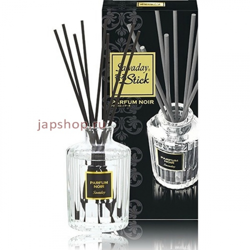 Sawaday Stick Parfum Noir Натуральный аромадиффузор для дома, с элегантным восточным ароматом, 8 палочек, стеклянный флакон, 70 мл (4987072038475)