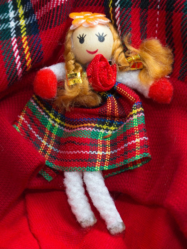 Комплект осенний для девочки берет+шарф Куколка (Цвет красный) разные куклы, размер 52-54, хлопок 95%