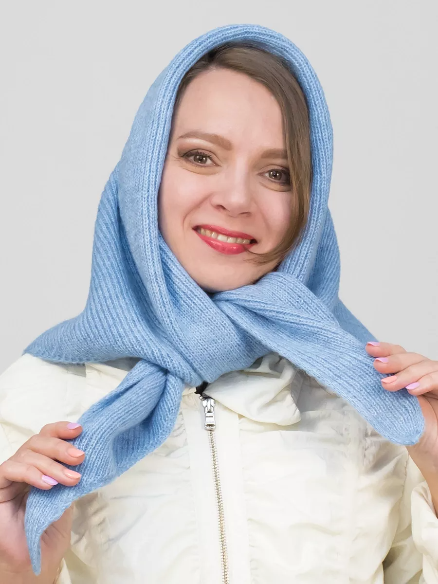 Косынка женская Руслана (Цвет темно-голубой), Один размер, шерсть 30%