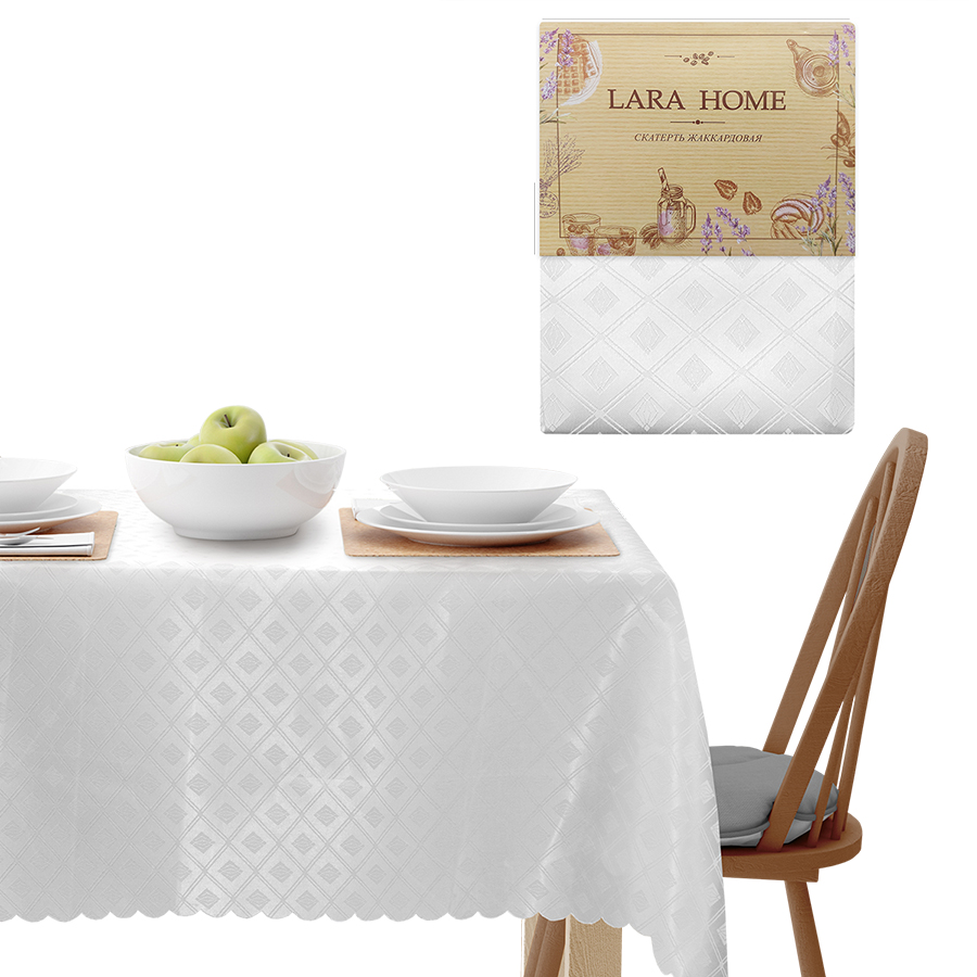Скатерть К жаккард Lara Home белый арт 20 ИКР