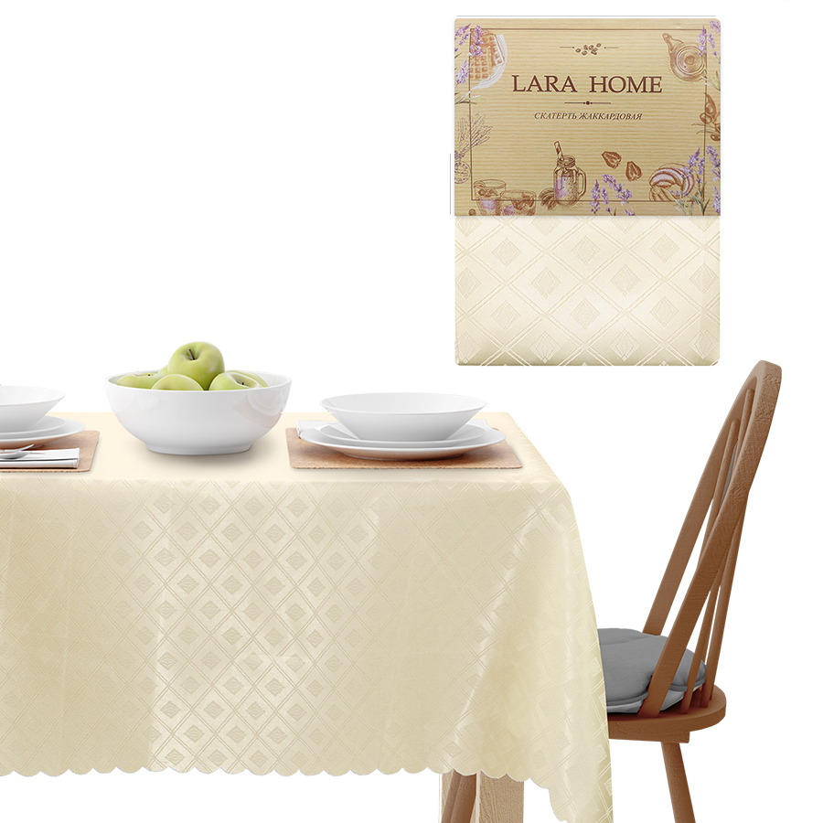 Скатерть К жаккард Lara Home бежевый арт 05 ИКР