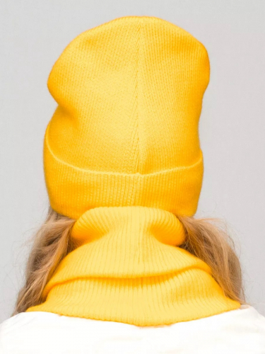 Комплект зимний женский шапка+снуд Милана (Цвет желтый), размер 52-54; 56-58