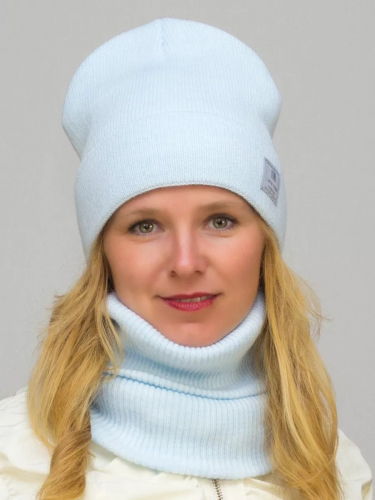 Комплект зимний женский шапка+снуд Милана (Цвет лед), размер 52-54; 56-58