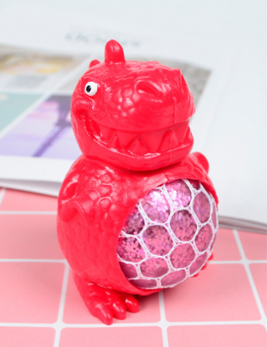 Мялка - антистресс «Dino metallic», red