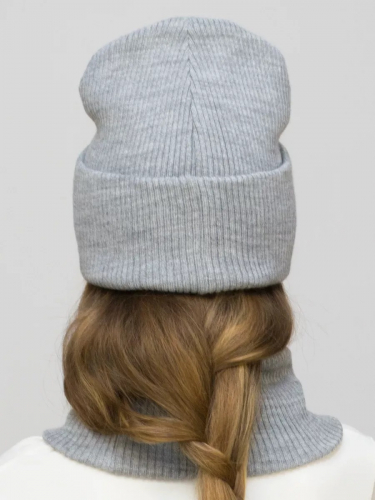 Комплект зимний для девочки шапка+снуд Татьяна (Цвет светло-серый), размер 56-58