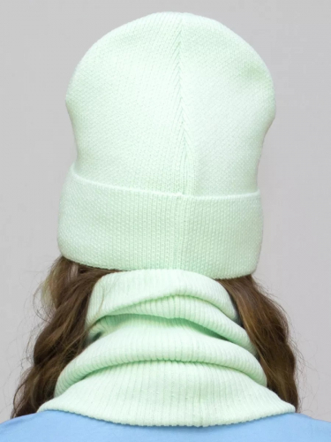 Комплект зимний для девочки шапка+снуд Милана (Цвет светло-салатовый), размер 52-54; 56-58