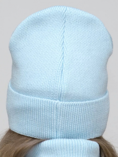 Комплект зимний для девочки шапка+снуд Милана (Цвет голубой), размер 52-54; 56-58