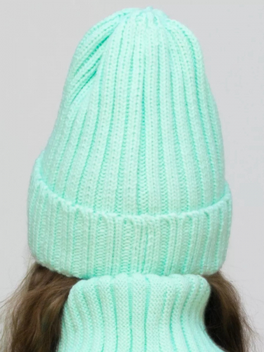 Комплект зимний для девочки шапка+снуд Кэмерон (Цвет мятный), размер 56-58, шерсть 30%