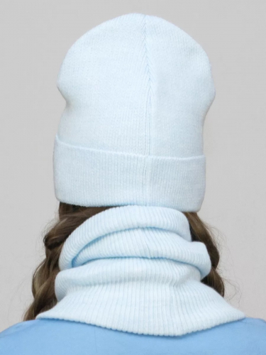 Комплект зимний для девочки шапка+снуд Милана (Цвет лед), размер 52-54; 56-58