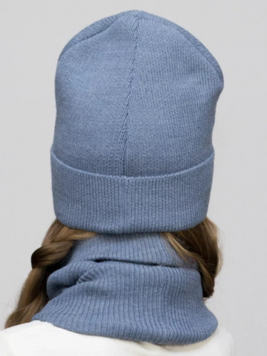 Комплект зимний для девочки шапка+снуд Милана (Цвет светлый джинс), размер 52-54; 56-58
