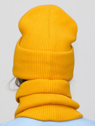 Комплект зимний для девочки шапка+снуд Татьяна (Цвет желтый), размер 56-58