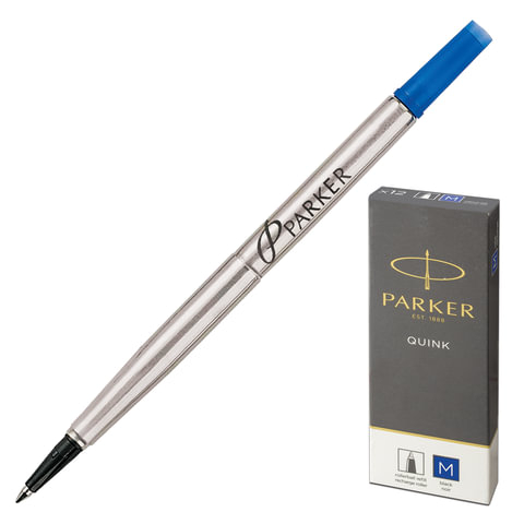 Стержень для ручки-роллера PARKER “Quink RB“, металлический, 116 мм, линия письма 0,7 мм, синий, 1950311