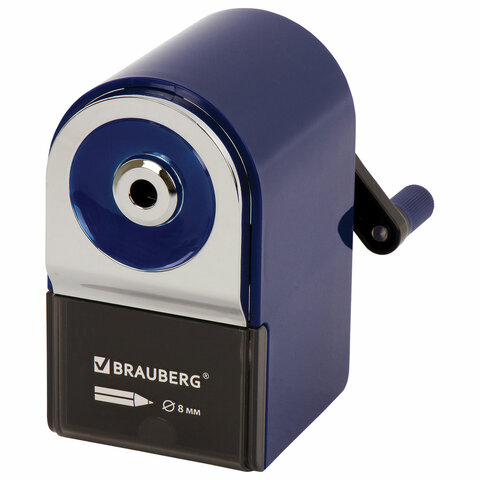 Точилка механическая BRAUBERG “ORIGINAL“, для чернографитных и цветных карандашей, крепление к столу, корпус синий, 228480