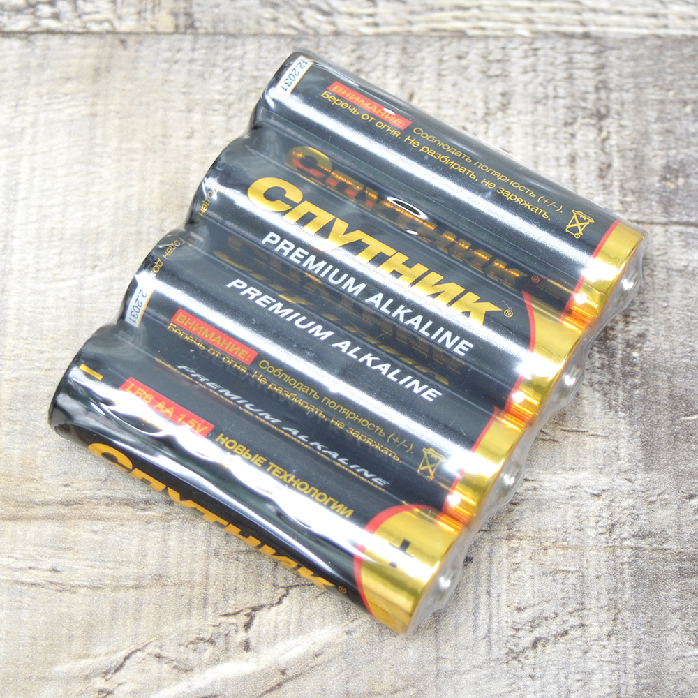 Батарейки СПУТНИК Premium Alkaline LR6/4S/24 (4шт)