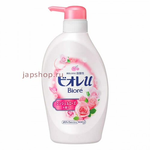 KAO Biore U Жидкое мыло для тела для гладкости кожи с ароматом ангельских роз, 480 мл (4901301336378)