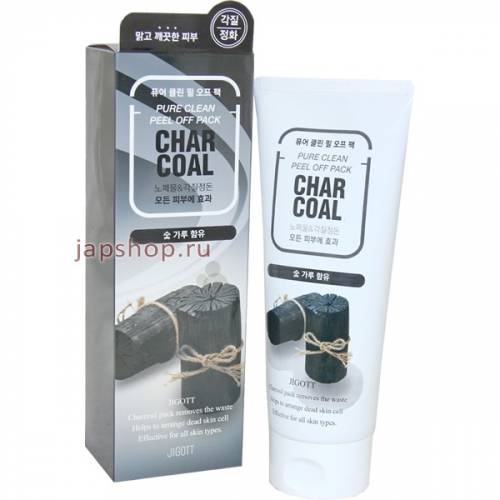 Jigott Pure Clean Peel Off Pack Charcoal Маска-пленка для глубокого очищения кожи лица с экстрактом черного угля, 180 мл (8809541280009)