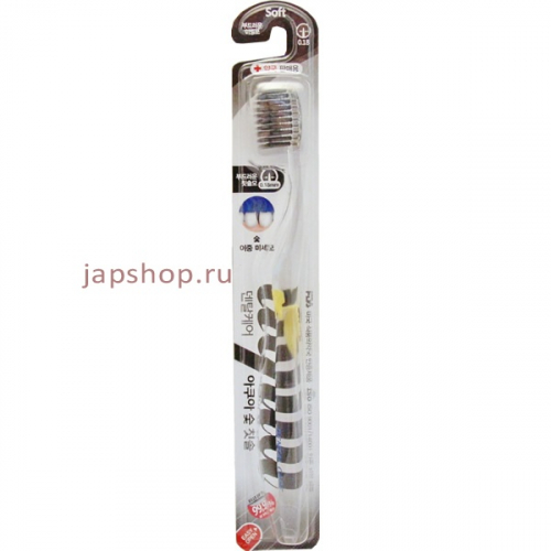Nano Charcoal Toothbrush Зубная щетка с древесным углем, сверхтонкой двойной щетиной (средней жесткости и мягкой) и прозрачной прямой ручкой (8809099141050)