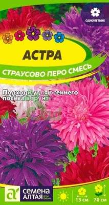 Цветы Астра Страусово Перо Смесь окрасок (0,3 гр) Семена Алтая